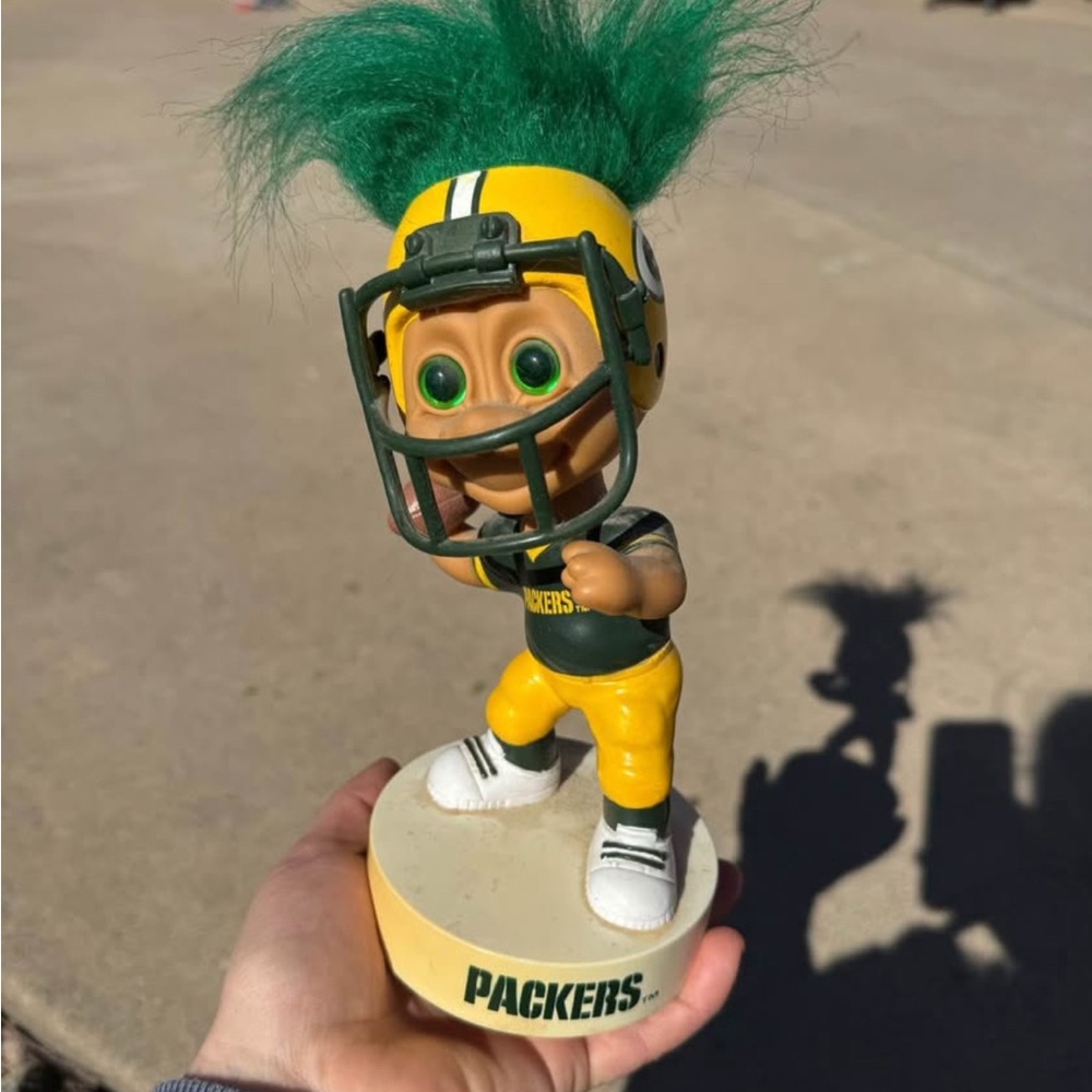 Green Bay Packers Troll bobble head with Green Hair